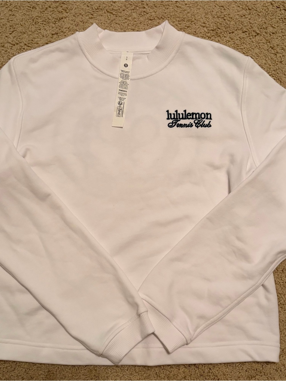 lululemon athletica White Crewneck Sweatshirt with tennis club logo nwt